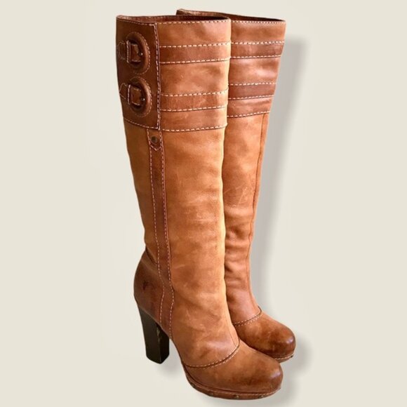 Frye Frankie Over the Knee Buckle Stud Heeled Boot - Picture 4 of 16